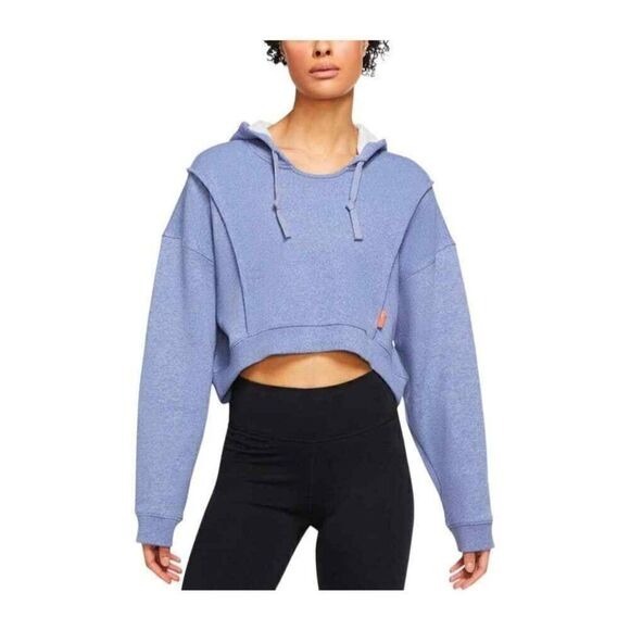 Nike Cropped Hoodie Womens Small Blue Fleece Training Pullover Dd4638 493